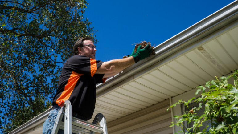 Outdoor rental property maintenance - clean gutters