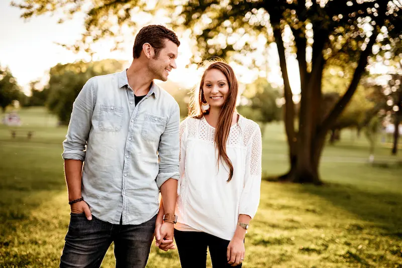 A young couple holding hands