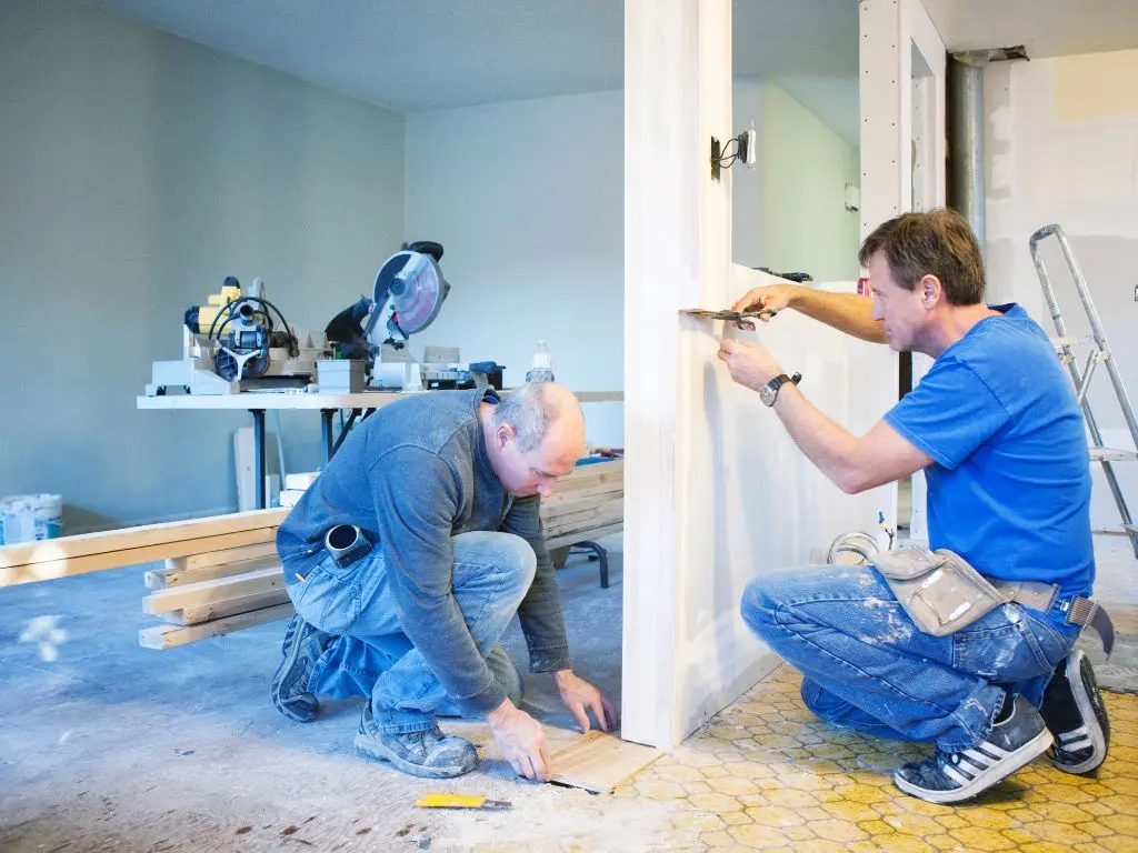 Two tradespeople renovating a Perth rental property